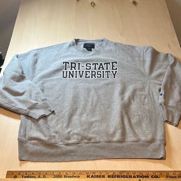 Vintage Y2K Tri State University Sweatshirt 2XL Gray  Indiana Champion Reverse W - Picture 1 of 5